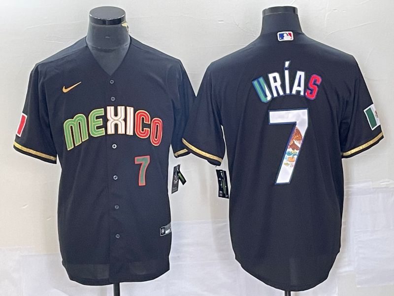 Men 2023 World Cub Mexico 7 Urias Black Nike MLB Jersey style 9186